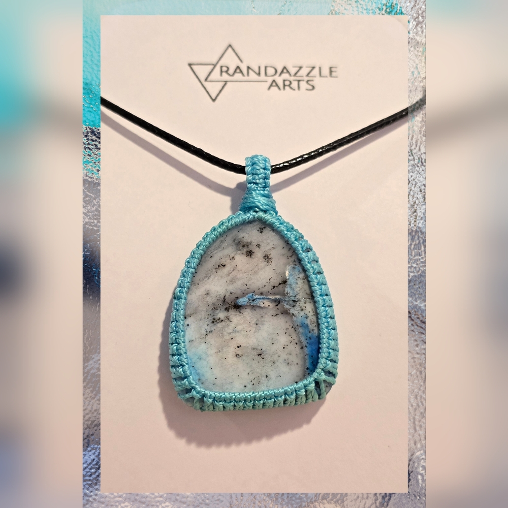 Dendritic Agate Macrame Wrapped Pendant